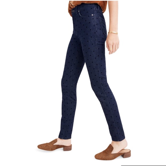 Madewell 9” Skinny Jeans in Flocked Dots - Picture 3 of 8